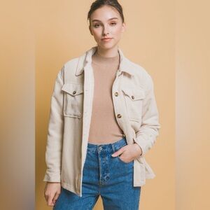 $70 NWOT LOVE TREE Corduroy Button Up Jacket with Sherpa Inside L